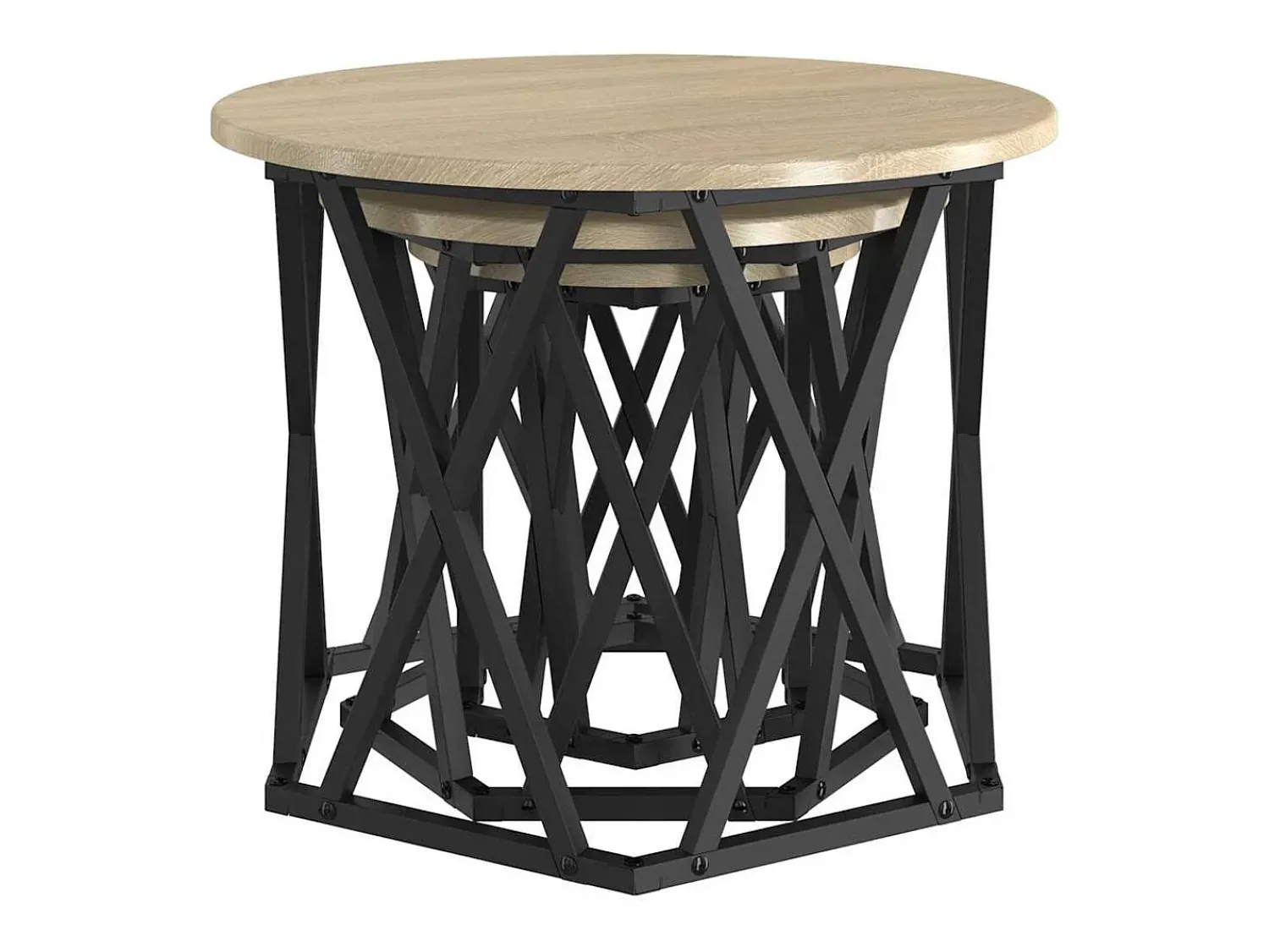Hot Mesa de centro | Mesa Lateral Empilhável 3 pcs Carvalho sonoma 53x53x40 cm Castanho
