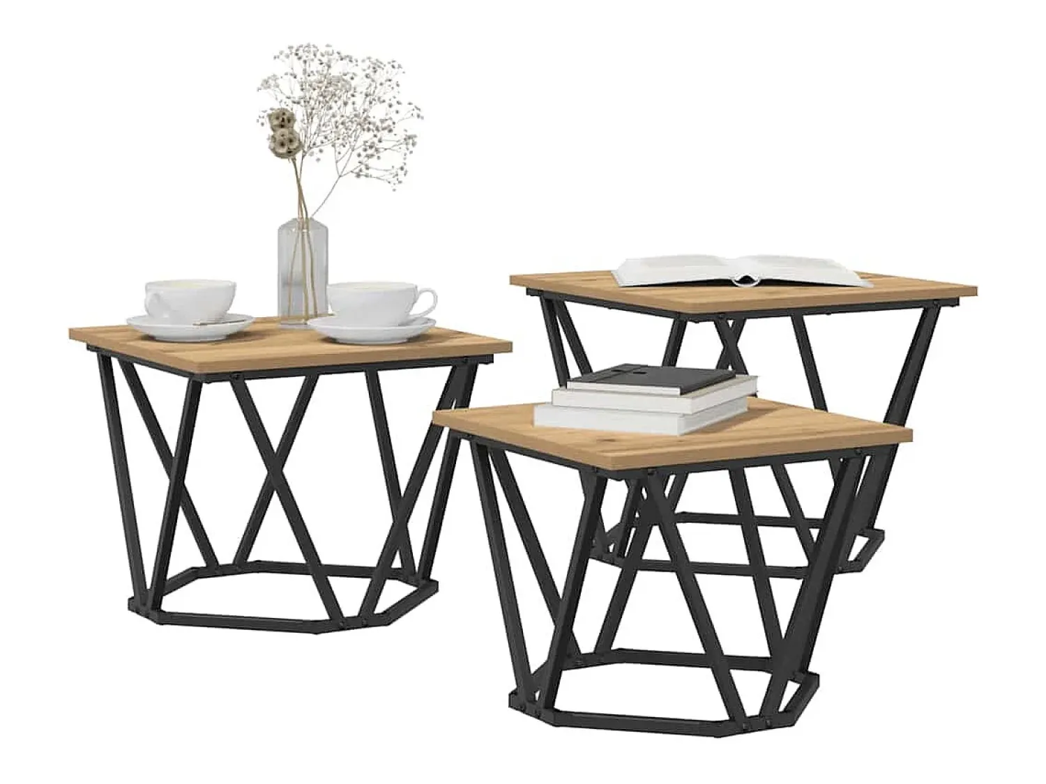 Best Mesa de centro 3 pcs carvalho artisiano 50x50x40 cm Castanho