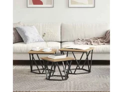 Best Mesa de centro 3 pcs carvalho artisiano 50x50x40 cm Castanho
