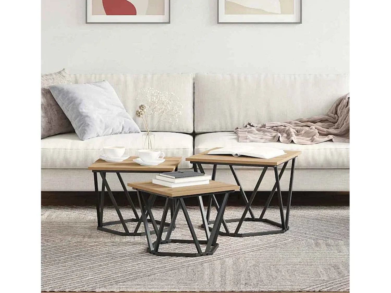 Best Mesa de centro 3 pcs carvalho artisiano 50x50x40 cm Castanho