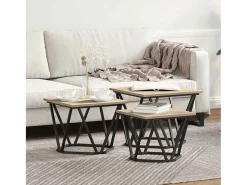 Mesa De Centro| Mesa de centro 3 pcs Carvalho sonoma 50x50x40 cm Castanho
