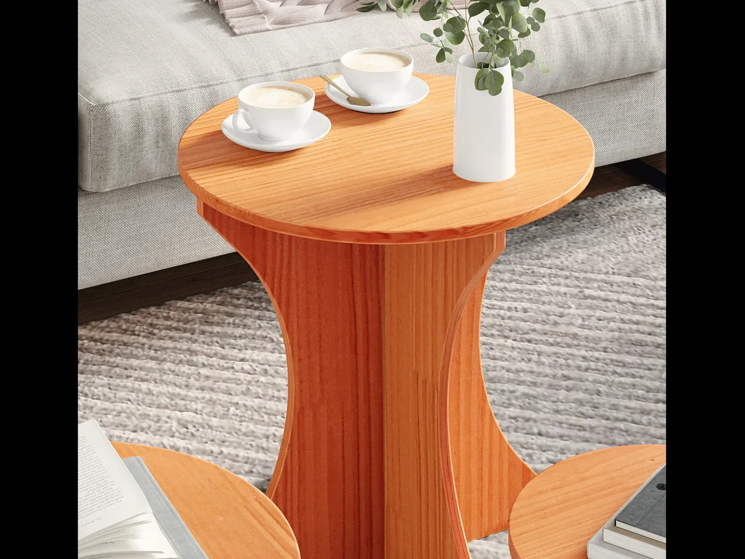 Mesa De Centro| Mesa de centro 3 pcs -mel 46x46x47 cm Castanho