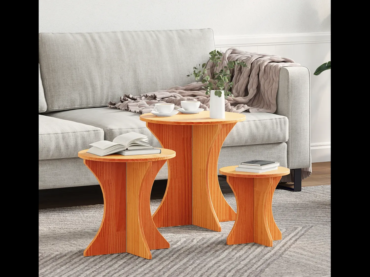 Mesa De Centro| Mesa de centro 3 pcs -mel 46x46x47 cm Castanho