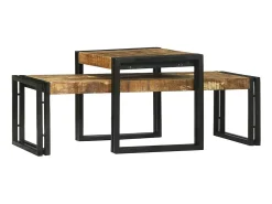 Mesa De Centro|vidaxl Mesa de centro 2 pcs Madeira de manga maciça Castanho