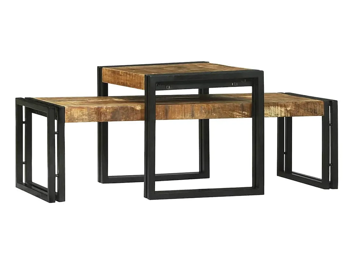 Mesa De Centro|vidaxl Mesa de centro 2 pcs Madeira de manga maciça Castanho