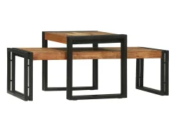 Sale vidaxl Mesa de centro 2 pcs Madeira Sólida de Acácia Castanho