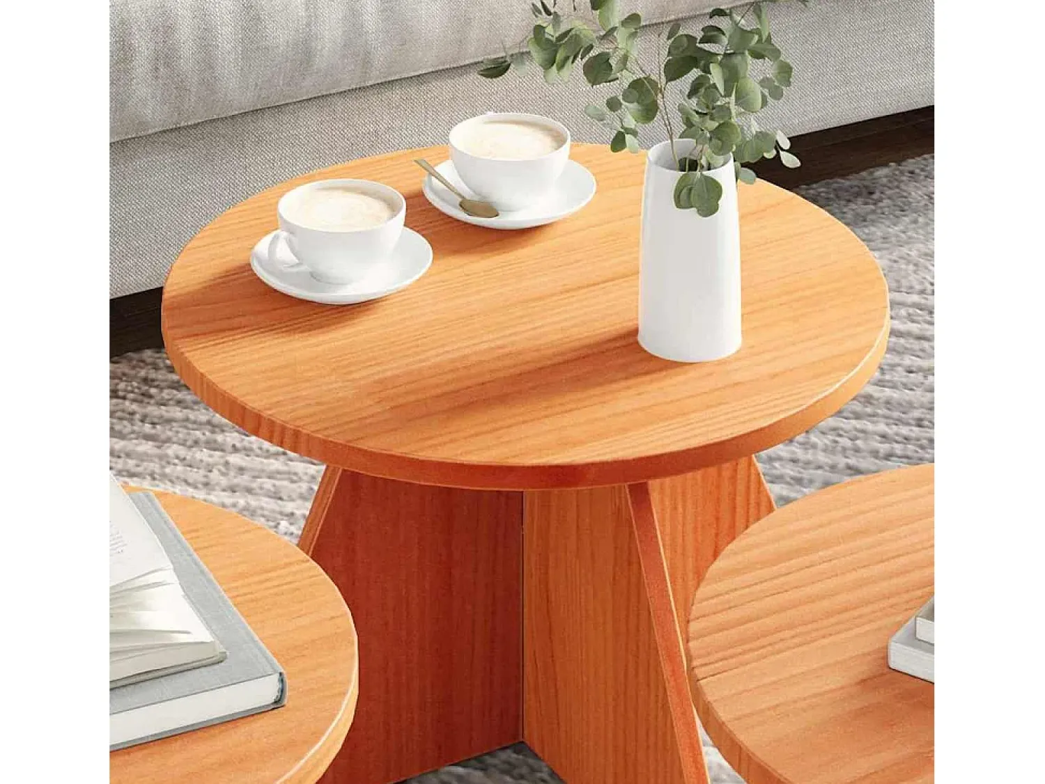Mesa de centro 3 pcs -mel 49x49x30 cm^ Mesa De Centro