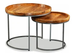 Online Mesa de centro 2 pcs madeira de mangueira maciça PT983094 Castanho