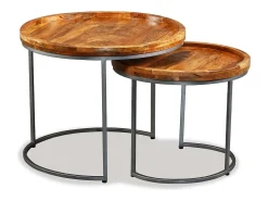 Online Mesa de centro 2 pcs madeira de mangueira maciça PT983094 Castanho