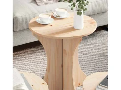 New Mesa de centro 3 pcs Natural 46x46x47 cm Castanho