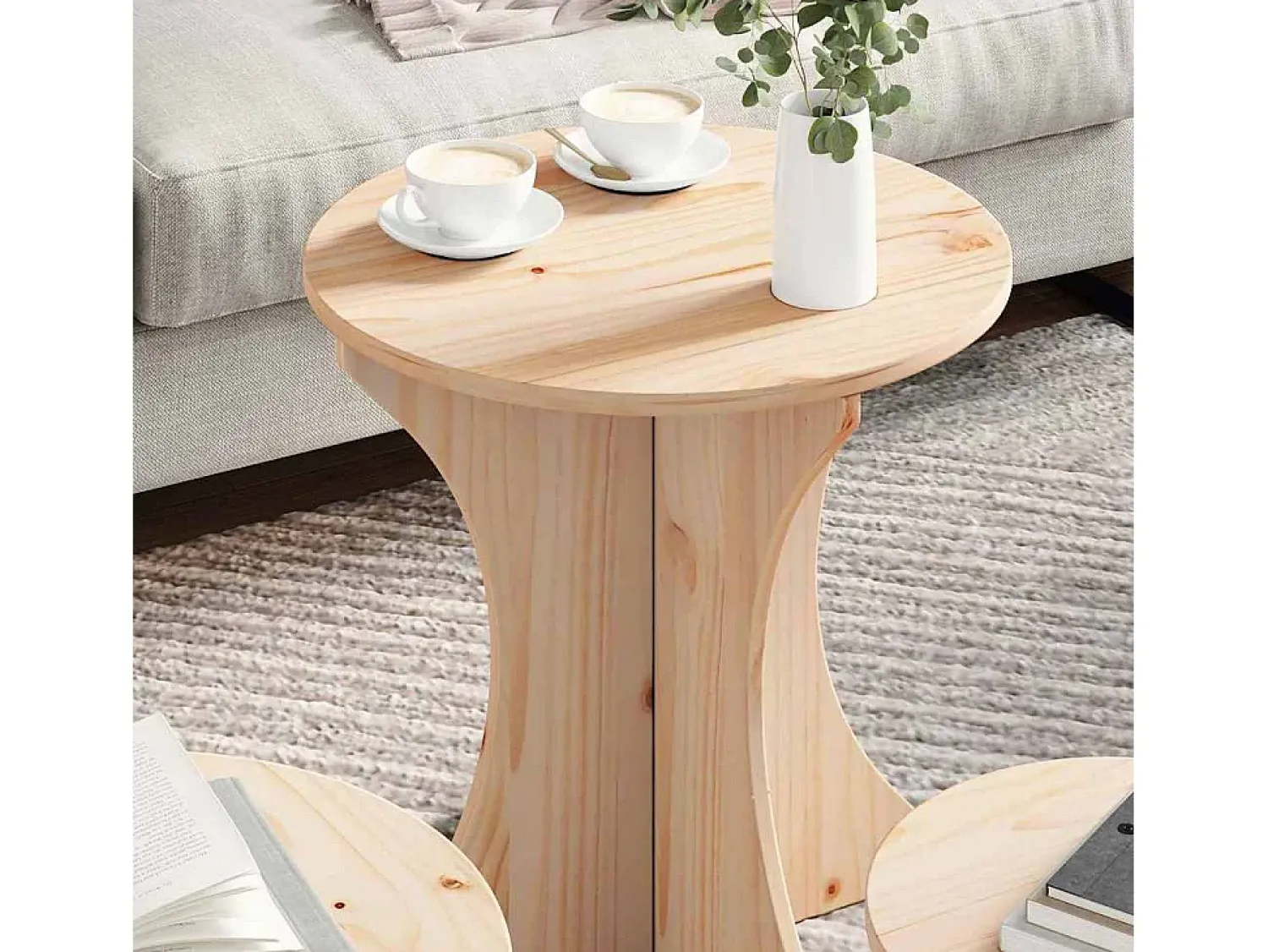 New Mesa de centro 3 pcs Natural 46x46x47 cm Castanho