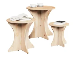 New Mesa de centro 3 pcs Natural 46x46x47 cm Castanho