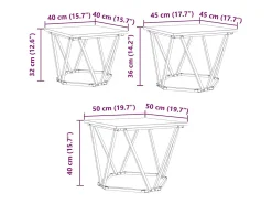 Mesa De Centro* Mesa de centro 3 pcs Sonoma 50x50x40 cm Cinzento