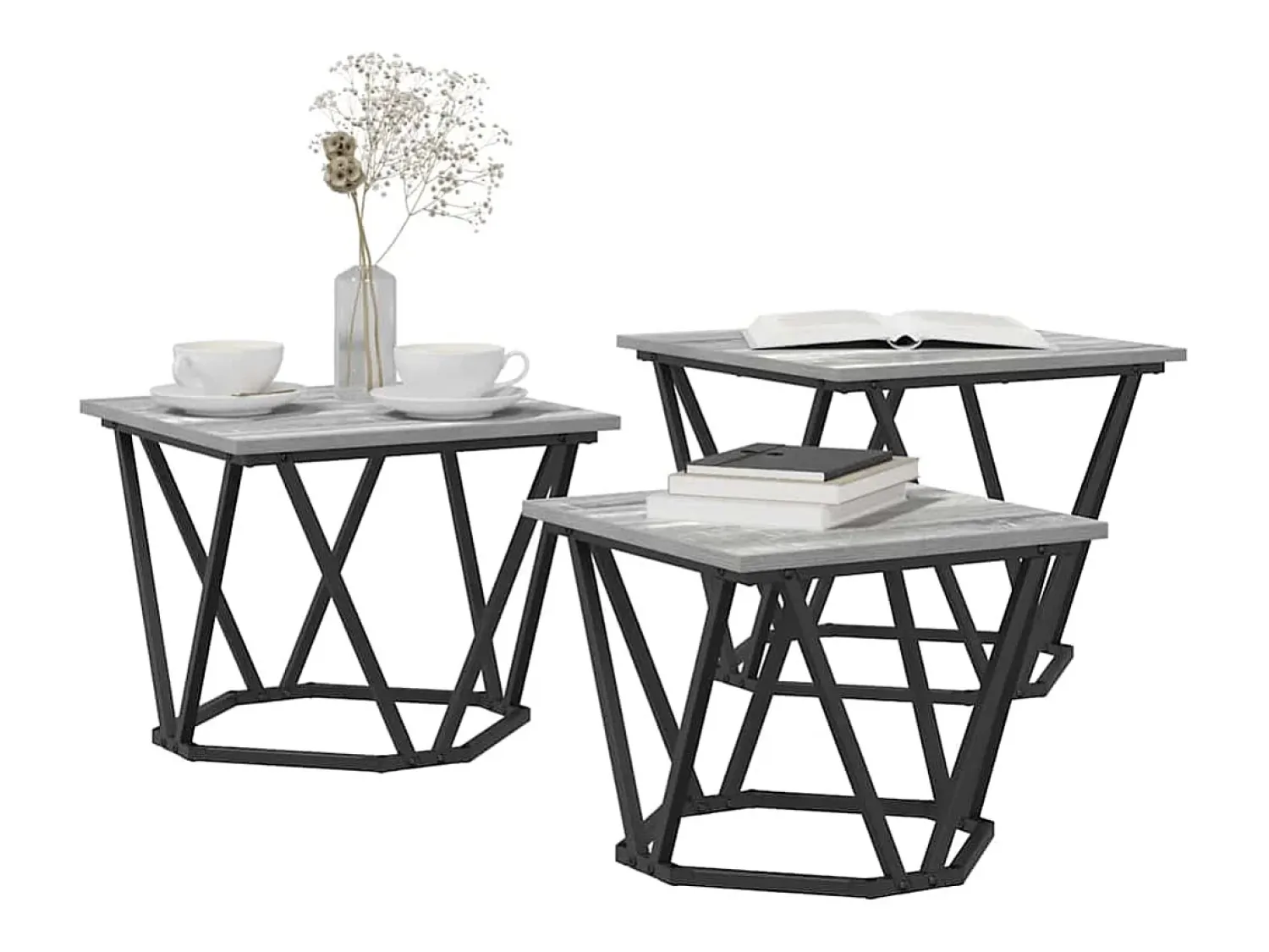 Mesa De Centro* Mesa de centro 3 pcs Sonoma 50x50x40 cm Cinzento