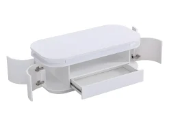 Mesa De Centro*Vente-unique Mesa de centro 4 portas e 1 gaveta com LEDs - MDF - Cor: lacado a - VANDANA Branco