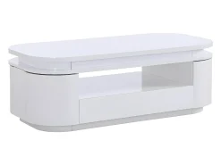 Mesa De Centro*Vente-unique Mesa de centro 4 portas e 1 gaveta com LEDs - MDF - Cor: lacado a - VANDANA Branco