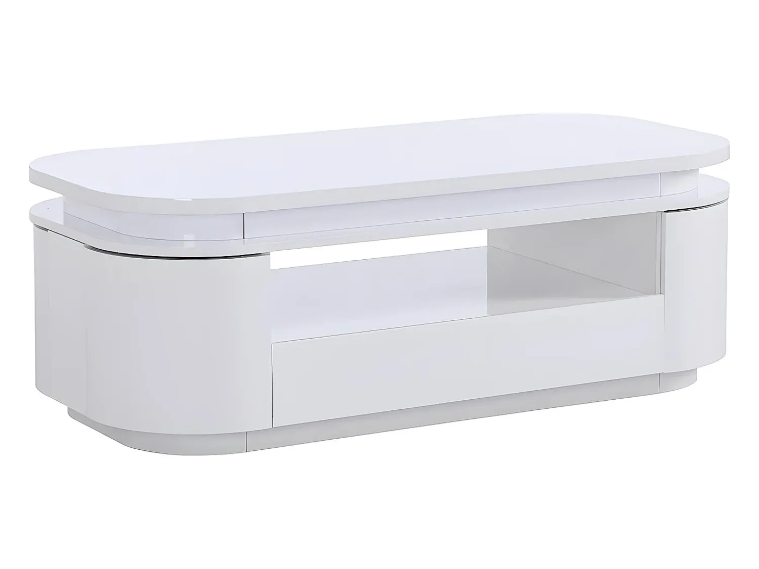 Mesa De Centro*Vente-unique Mesa de centro 4 portas e 1 gaveta com LEDs - MDF - Cor: lacado a - VANDANA Branco