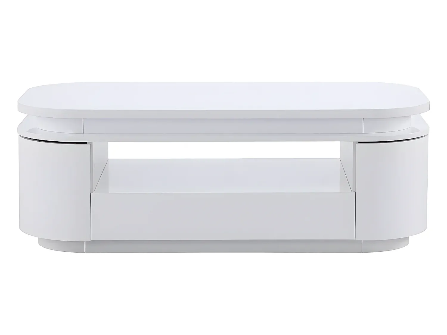Mesa De Centro*Vente-unique Mesa de centro 4 portas e 1 gaveta com LEDs - MDF - Cor: lacado a - VANDANA Branco