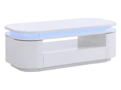 Mesa De Centro*Vente-unique Mesa de centro 4 portas e 1 gaveta com LEDs - MDF - Cor: lacado a - VANDANA Branco