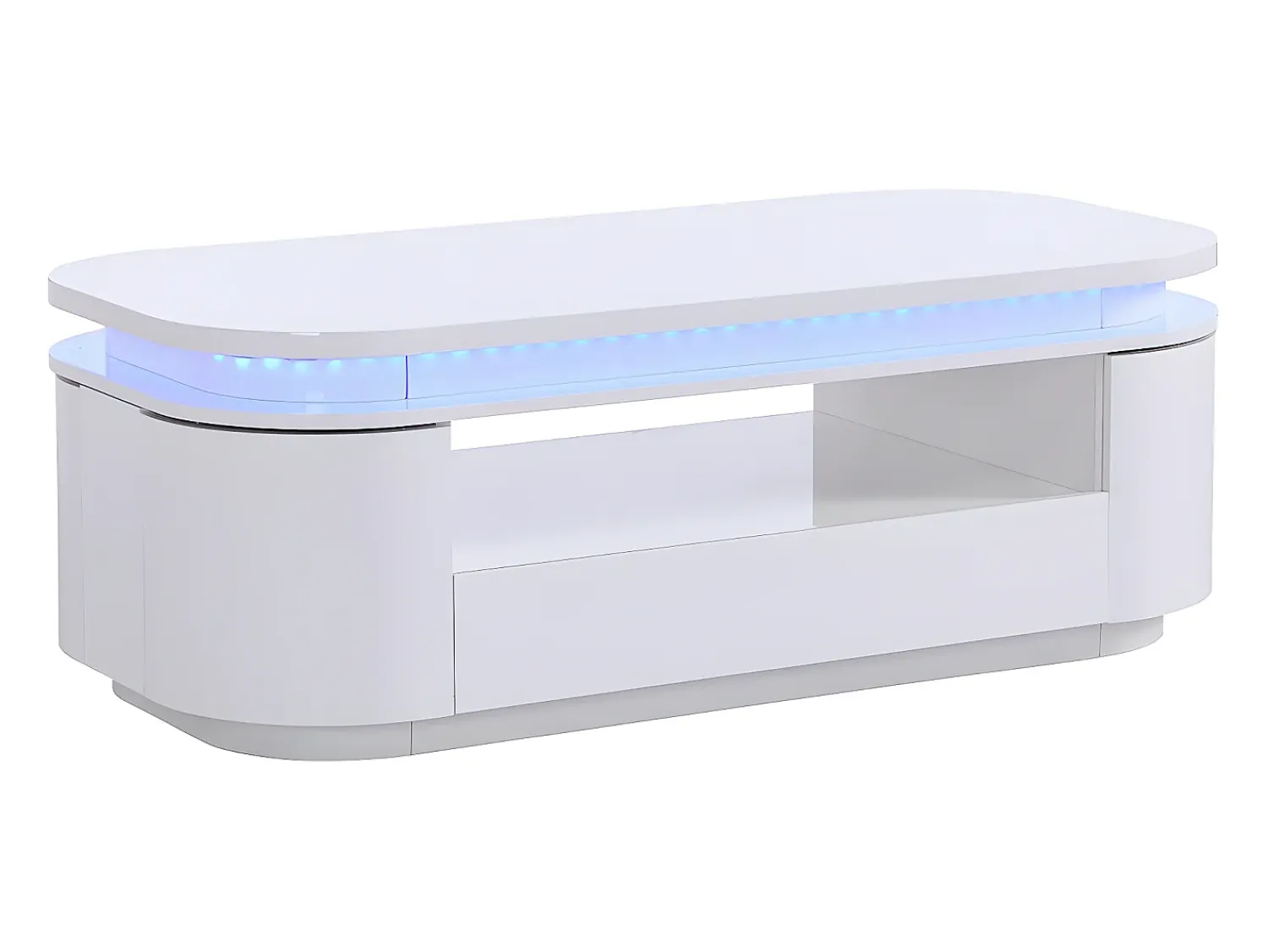 Mesa De Centro*Vente-unique Mesa de centro 4 portas e 1 gaveta com LEDs - MDF - Cor: lacado a - VANDANA Branco