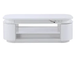 Mesa De Centro*Vente-unique Mesa de centro 4 portas e 1 gaveta com LEDs - MDF - Cor: lacado a - VANDANA Branco