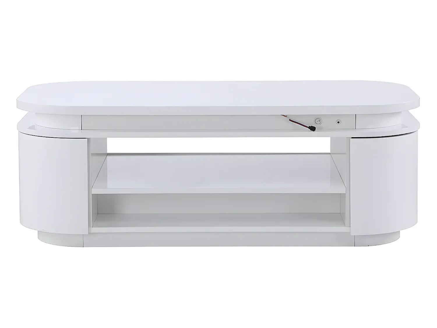 Mesa De Centro*Vente-unique Mesa de centro 4 portas e 1 gaveta com LEDs - MDF - Cor: lacado a - VANDANA Branco