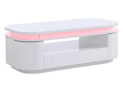 Mesa De Centro*Vente-unique Mesa de centro 4 portas e 1 gaveta com LEDs - MDF - Cor: lacado a - VANDANA Branco