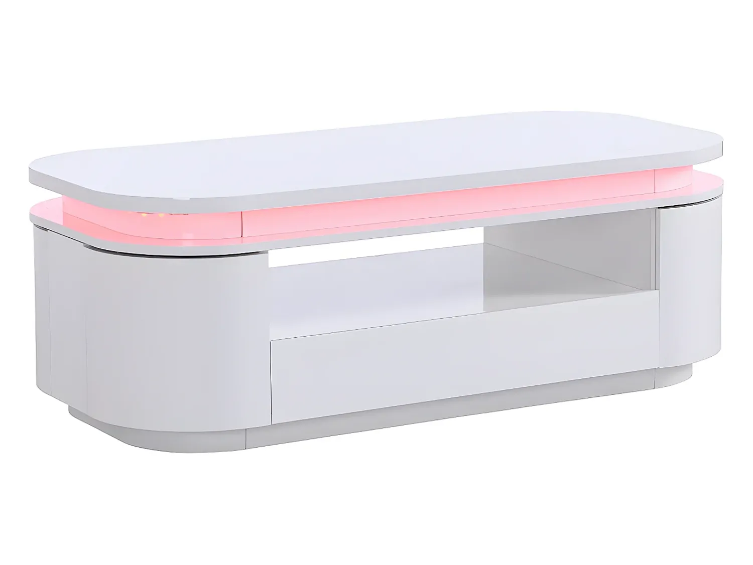 Mesa De Centro*Vente-unique Mesa de centro 4 portas e 1 gaveta com LEDs - MDF - Cor: lacado a - VANDANA Branco