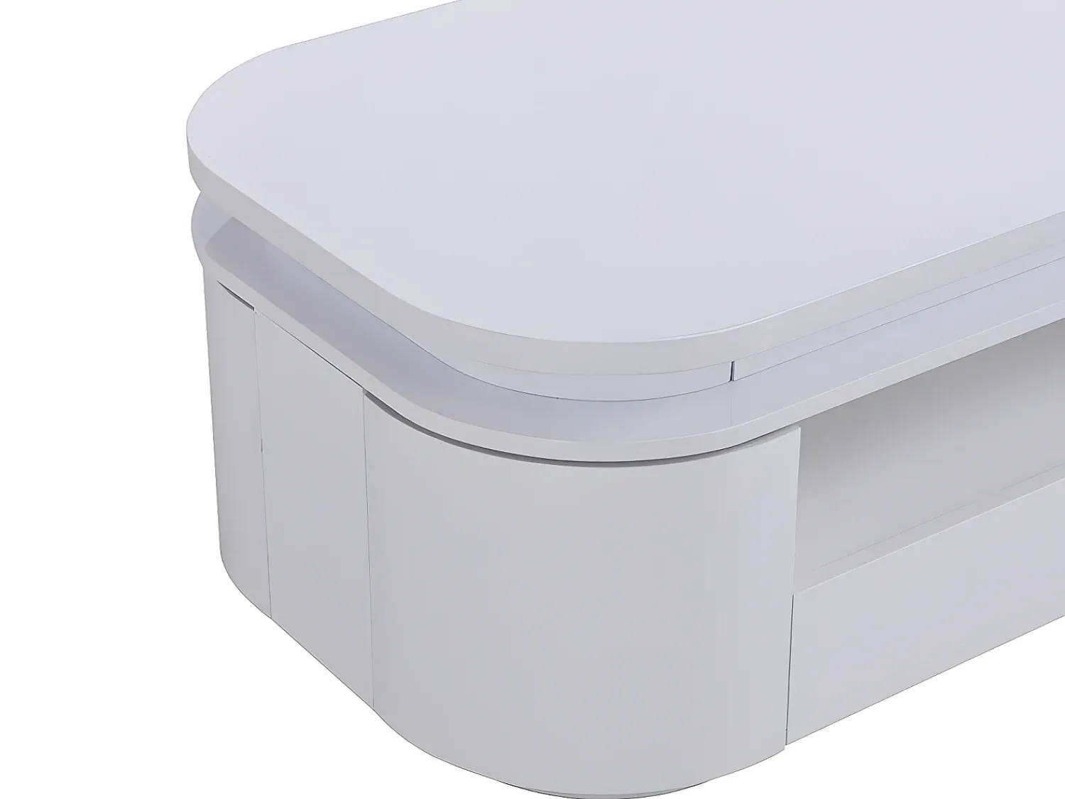 Mesa De Centro*Vente-unique Mesa de centro 4 portas e 1 gaveta com LEDs - MDF - Cor: lacado a - VANDANA Branco