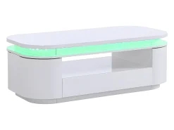 Mesa De Centro*Vente-unique Mesa de centro 4 portas e 1 gaveta com LEDs - MDF - Cor: lacado a - VANDANA Branco