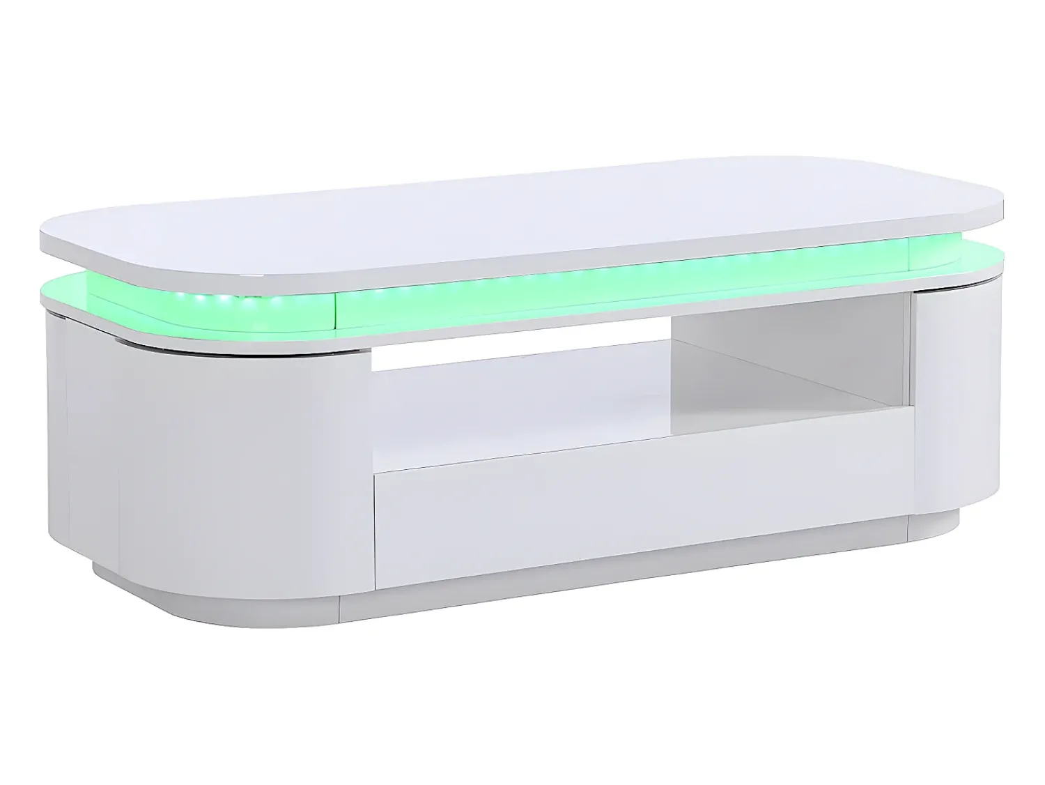 Mesa De Centro*Vente-unique Mesa de centro 4 portas e 1 gaveta com LEDs - MDF - Cor: lacado a - VANDANA Branco