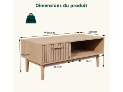 Online Mesa de Centro - Sala de Estar, Sala de Jantar, C110 x L50 x A43cm Castanho