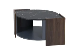 Mesa De Centro*ModernLuxe Mesa de centro - tampo em mármore e efeito madeira - Castanho