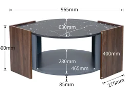 Mesa De Centro*ModernLuxe Mesa de centro - tampo em mármore e efeito madeira - Castanho