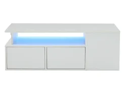 Hauss Spole Mesa de centro 100 x 50 x 35 cm com iluminação LED e 2 gavetas - Branca^ Mesa De Centro