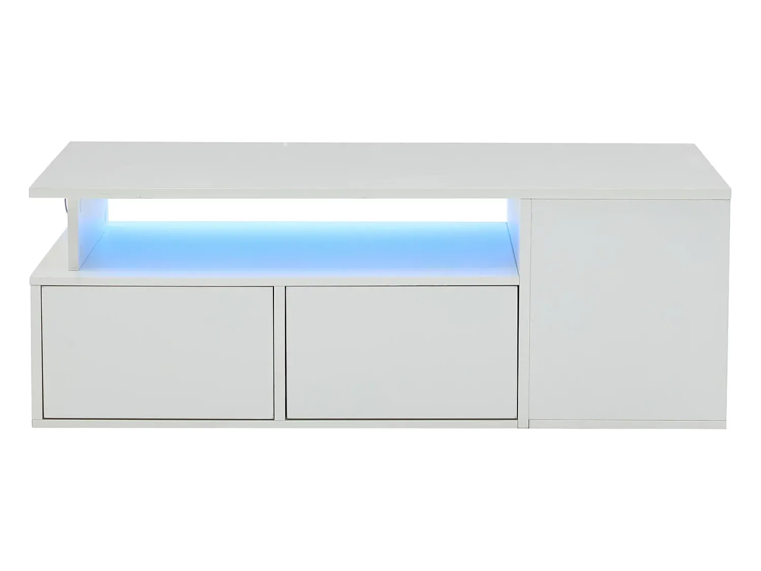 Hauss Spole Mesa de centro 100 x 50 x 35 cm com iluminação LED e 2 gavetas - Branca^ Mesa De Centro