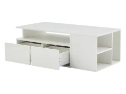 Hauss Spole Mesa de centro 100 x 50 x 35 cm com iluminação LED e 2 gavetas - Branca^ Mesa De Centro