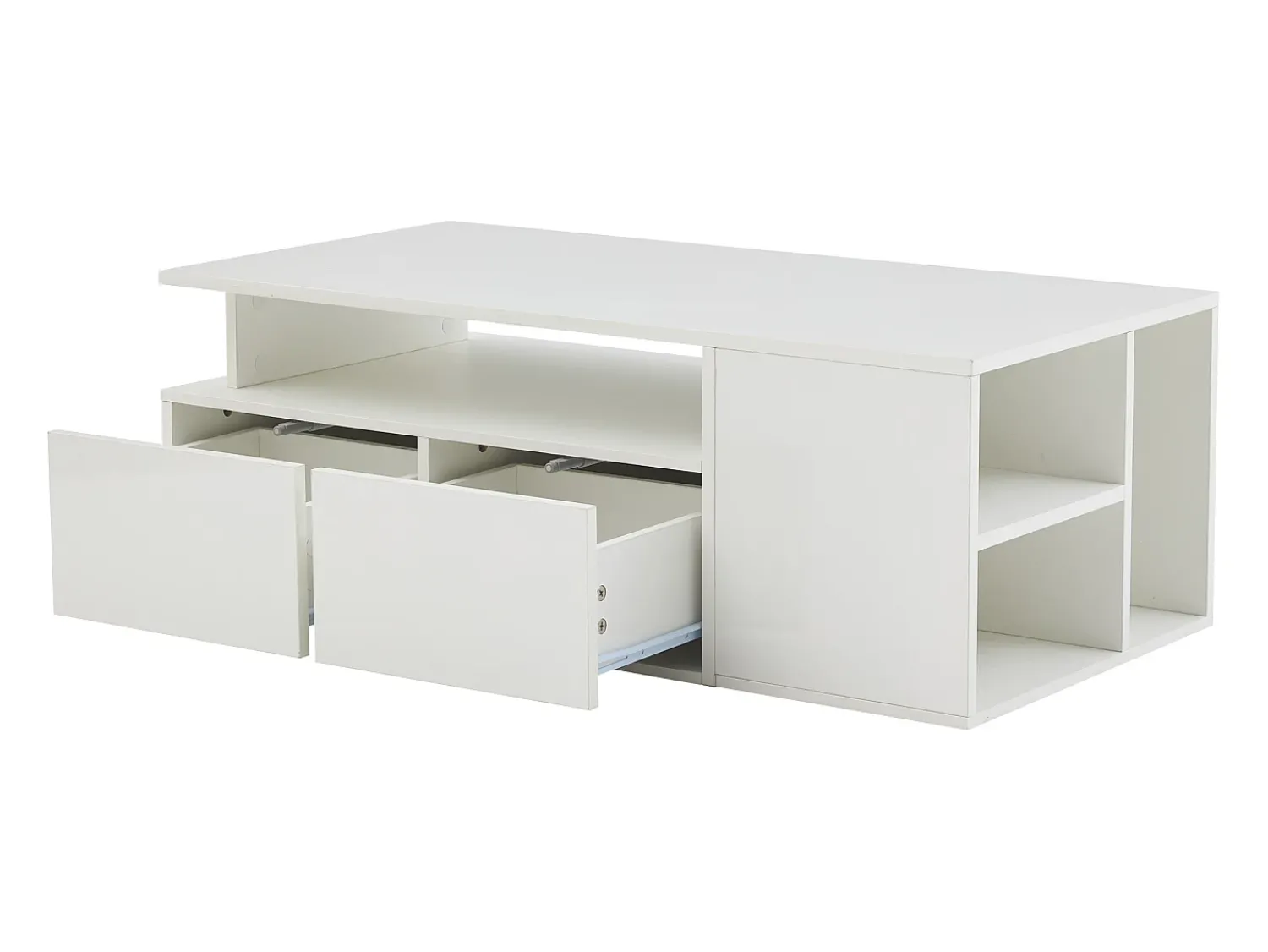 Hauss Spole Mesa de centro 100 x 50 x 35 cm com iluminação LED e 2 gavetas - Branca^ Mesa De Centro