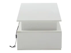 Hauss Spole Mesa de centro 100 x 50 x 35 cm com iluminação LED e 2 gavetas - Branca^ Mesa De Centro