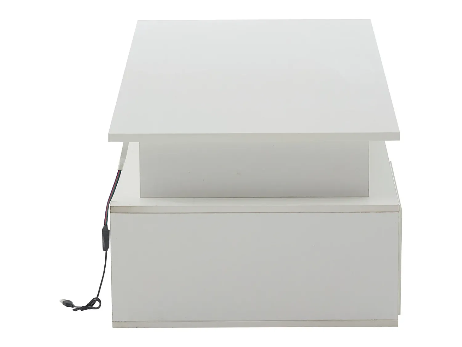 Hauss Spole Mesa de centro 100 x 50 x 35 cm com iluminação LED e 2 gavetas - Branca^ Mesa De Centro