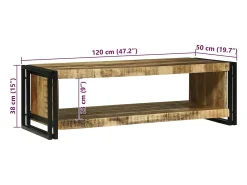 vidaxl Mesa de centro 120 x 50 x 38 cm Madeira de manga maciça^ Mesa De Centro