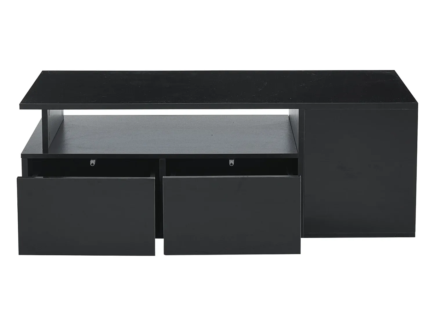 Mesa De Centro|Hauss Spole Mesa de centro 100 x 50 x 35 cm com iluminação LED e 2 gavetas - Preta Preto