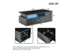 Mesa De Centro|Hauss Spole Mesa de centro 100 x 50 x 35 cm com iluminação LED e 2 gavetas - Preta Preto