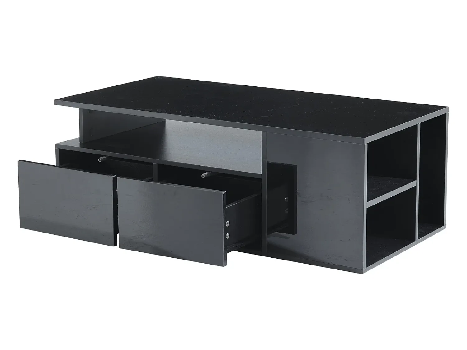 Mesa De Centro|Hauss Spole Mesa de centro 100 x 50 x 35 cm com iluminação LED e 2 gavetas - Preta Preto