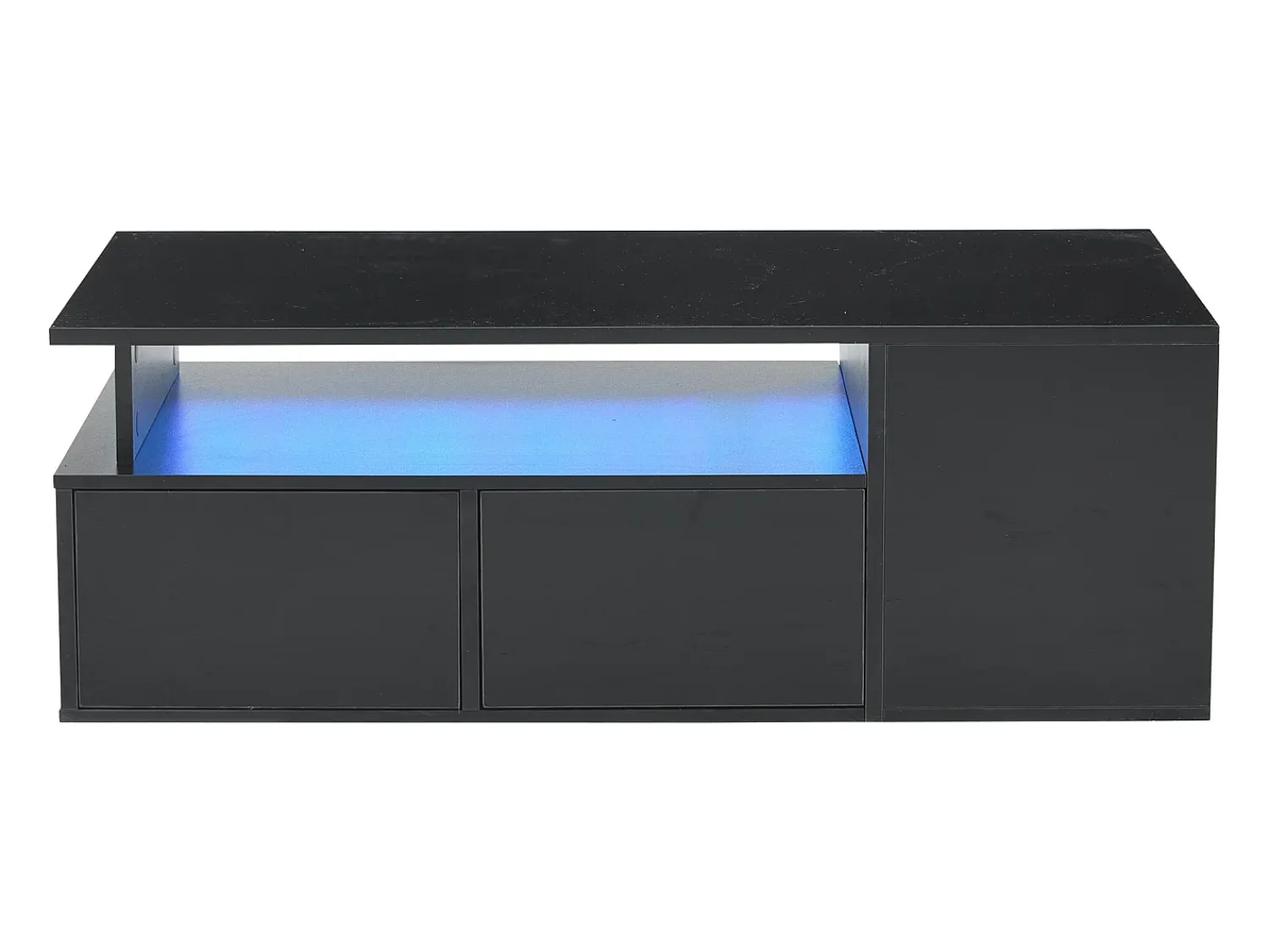 Mesa De Centro|Hauss Spole Mesa de centro 100 x 50 x 35 cm com iluminação LED e 2 gavetas - Preta Preto
