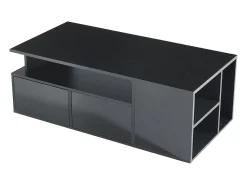 Mesa De Centro|Hauss Spole Mesa de centro 100 x 50 x 35 cm com iluminação LED e 2 gavetas - Preta Preto