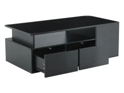 Mesa De Centro|Hauss Spole Mesa de centro 100 x 50 x 35 cm com iluminação LED e 2 gavetas - Preta Preto