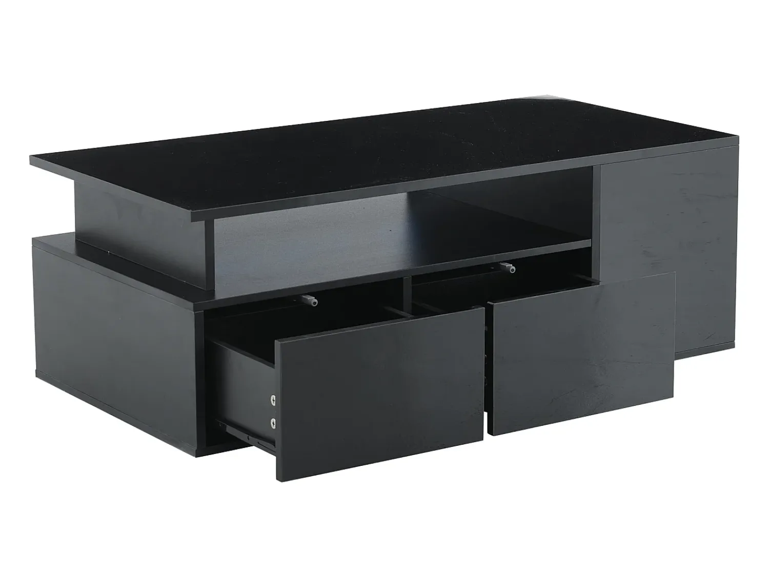 Mesa De Centro|Hauss Spole Mesa de centro 100 x 50 x 35 cm com iluminação LED e 2 gavetas - Preta Preto