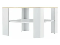 Mesa De Apoio|Helloshop26 Mesa de centro 60 x 60 x 40 cm efeito carvalho e branco 03_0008432 Bege