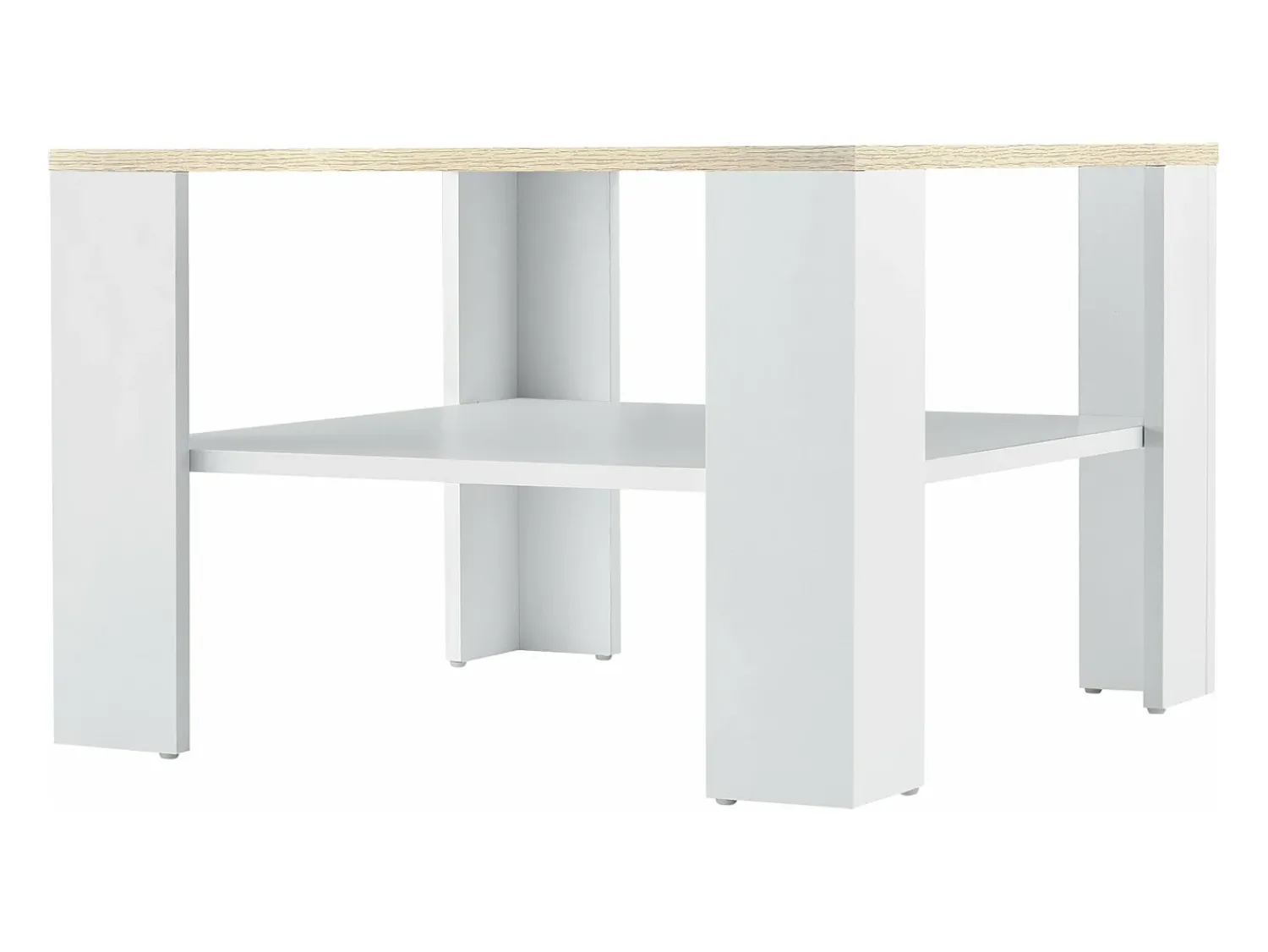 Mesa De Apoio|Helloshop26 Mesa de centro 60 x 60 x 40 cm efeito carvalho e branco 03_0008432 Bege
